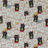 Japanese cotton linen fabric with lucky cats manekineko