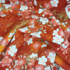 Rusty Japanese fabric with white and light red cherry blossom patterns