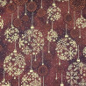Tissu marron boules de Noël marron et or