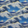 Tissu japonais la Grande Vague (Hokusai) en bleu foncé