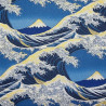 Tissu japonais la Grande Vague (Hokusai) en bleu foncé