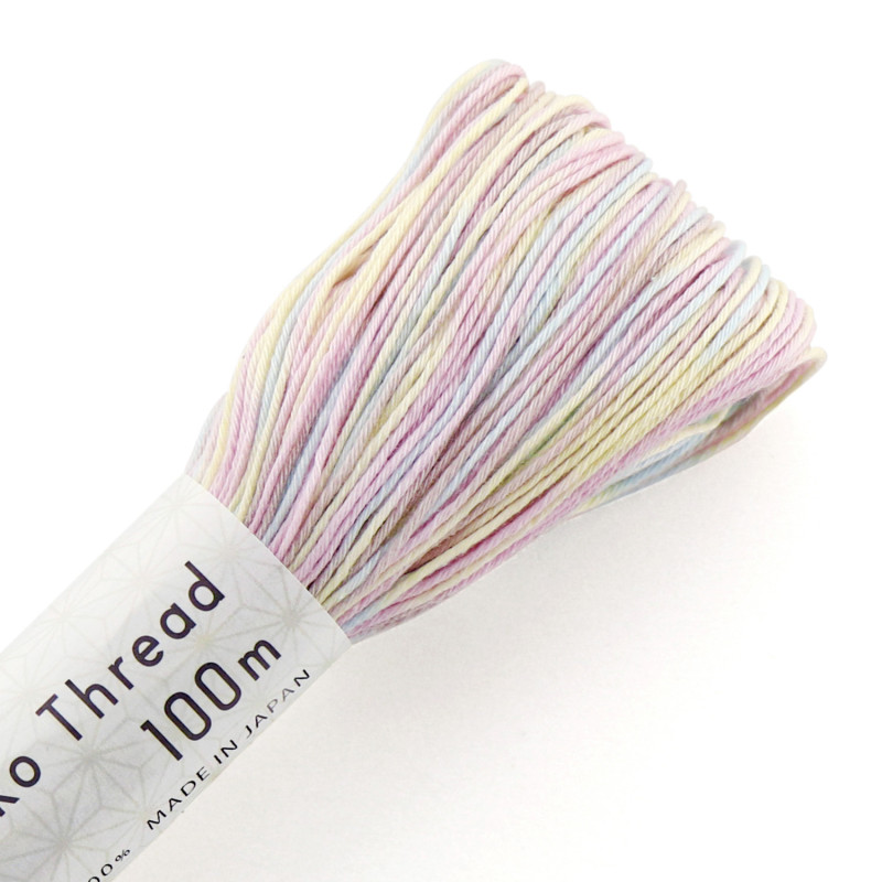 Pastel pink, bue, yellow and beige sashiko thread 100m (194)