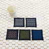 Kit sashiko 5 dessous de verres bleu nuit style hitomezashi v2