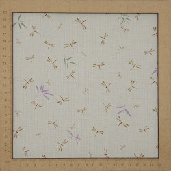 Tissu libellules fond beige