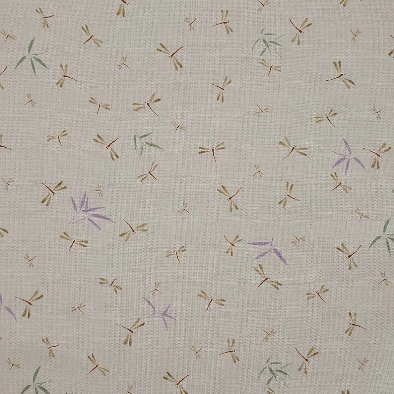 Tissu libellules fond beige
