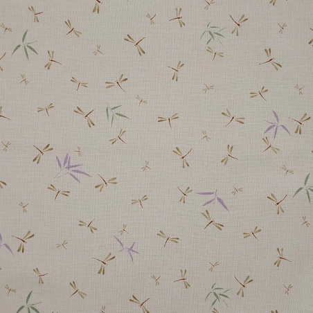 Tissu libellules fond beige