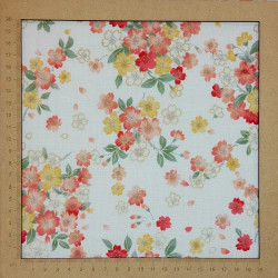 Tissu Kokka blanc fleurs de cerisier