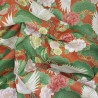 Tissu japonais grues et pivoines fond rouille