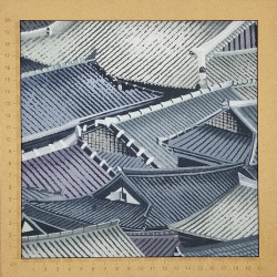 Tissu japonais toits de maisons