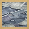 Japanese fabric with traditional houses roofs patterns