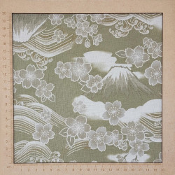 Tissu japonais paysage Mt Fuji beige