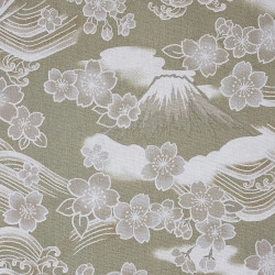 Tissu japonais paysage Mt Fuji beige