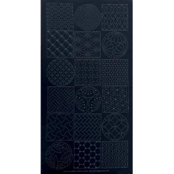 Panneau toile sashiko bleu nuit 18 motifs (60x113cm)