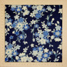 Tissu japonais coton fin bleu nuit fleurs de cerisier