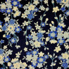 Tissu japonais coton fin bleu nuit fleurs de cerisier