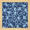 Tissu japonais coton fin bleu nuit singes et arabesques