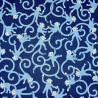 Tissu japonais coton fin bleu nuit singes et arabesques