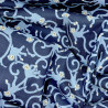 Tissu japonais coton fin bleu nuit singes et arabesques