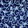 Tissu japonais coton fin bleu nuit singes et arabesques