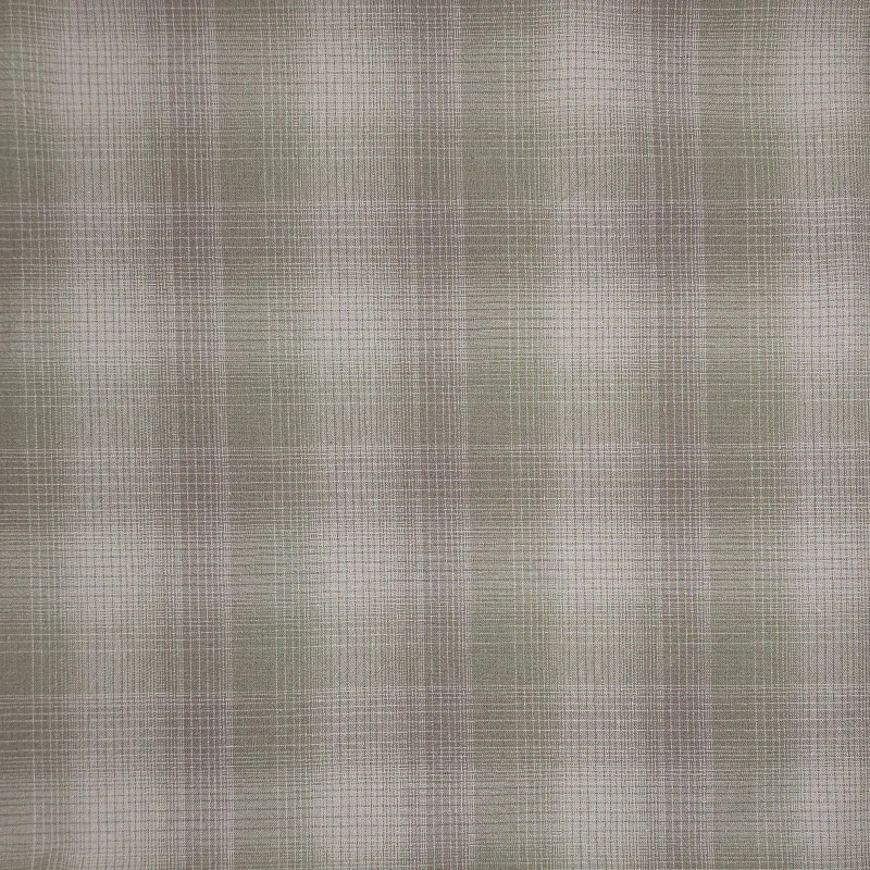 Coton tissé japonais beige et kaki à carreaux