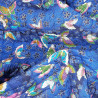 Tissu matelassé japonais bleu papillons sakura doré coton