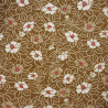 Tissu matelassé japonais camélias sur fond brun caramel