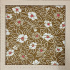 Tissu matelassé japonais camélias sur fond brun caramel