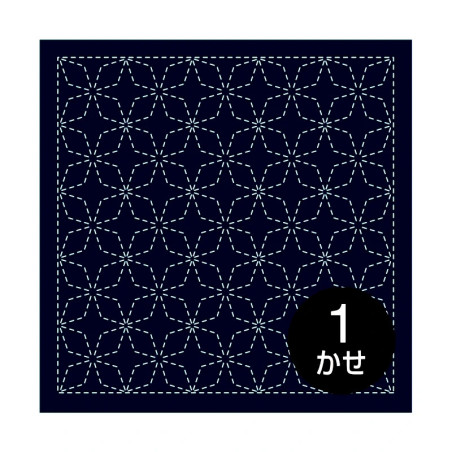 Coupon tissu sashiko bleu nuit – Kaku Shippo – 33x33 cm – 100% coton – Japon