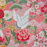 Tissu japonais rose motif grues et fleurs – coton japonais Naka