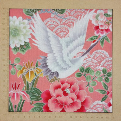 Japanese Pink Fabric with Cranes and Flowers – Naka Cotton Fabric