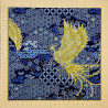 Japanese Phoenix Fabric Dark Blue