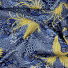 Tissu japonais phénix bleu foncé – coton japonais traditionnel avec touches dorées – fabriqué au Japon