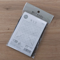 Coupon tissu sashiko bleu nuit pré-imprimé kaku shippo