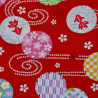 Red Japanese seersucker fabric – 100% cotton – goldfish pattern