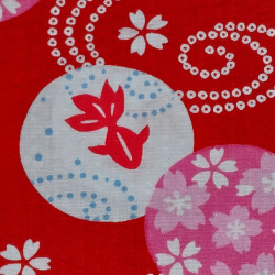 Red Japanese seersucker fabric – 100% cotton – goldfish pattern