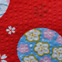 Red Japanese seersucker fabric – 100% cotton – goldfish pattern