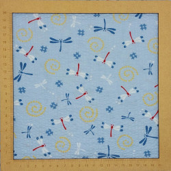 Light blue Japanese seersucker fabric – 100% cotton – fireflies pattern