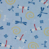 Tissu japonais seersucker bleu ciel – coton 100 % – motifs libellules