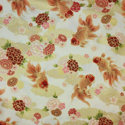 Japanese cotton fabric with goldfish on a cream background