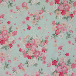 Kokka Japanese Cotton Fabric Pastel Green Cherry Blossom
