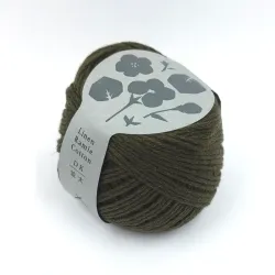 Laine japonaise coton lin ramie vert olive n°4 – fil été tricot crochet Daruma