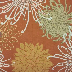 Tissu japonais coton dobby ocre chrysanthèmes – tissu couture japonais