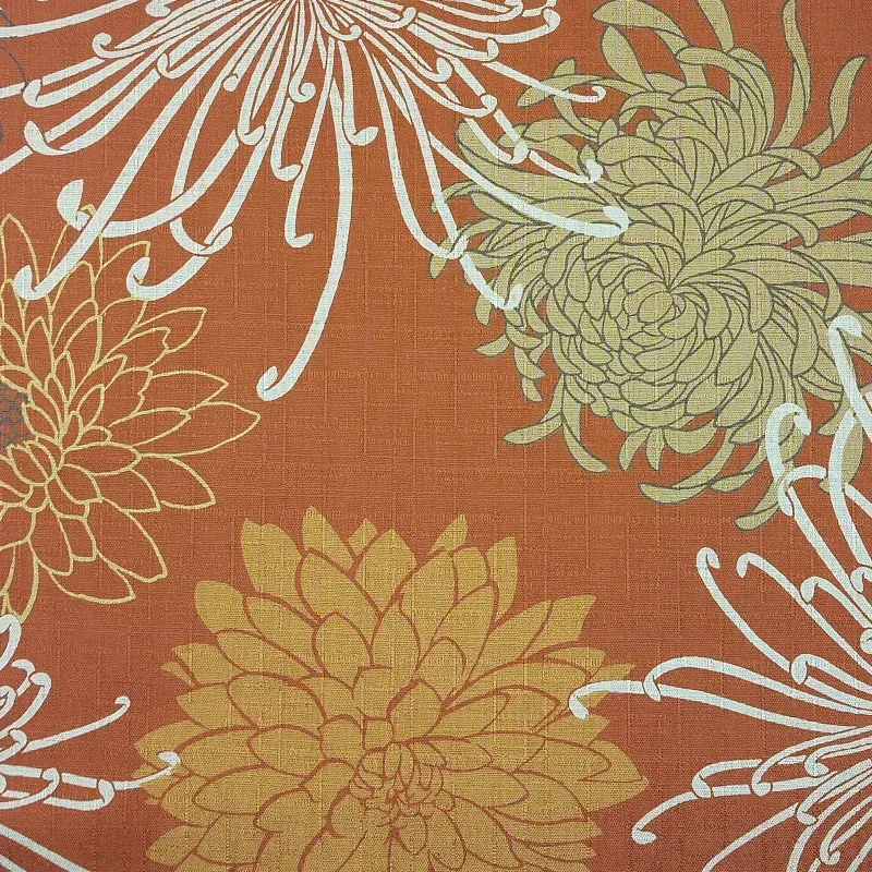 Tissu japonais coton dobby ocre chrysanthèmes – tissu couture japonais