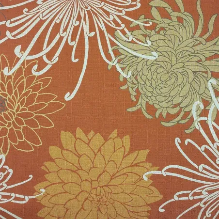 Tissu japonais coton dobby ocre chrysanthèmes – tissu couture japonais