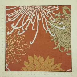 Japanese cotton dobby fabric ochre chrysanthemums – traditional Japanese sewing fabric