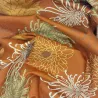 Tissu japonais ocre chrysanthèmes en coton dobby