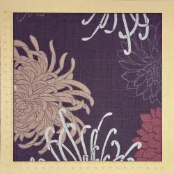 Japanese cotton dobby fabric plum color chrysanthemums – traditional Japanese sewing fabric