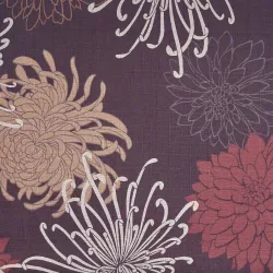 Tissu japonais coton dobby violet prune chrysanthèmes – tissu couture japonais