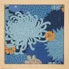 Japanese cotton dobby fabric blue and orange color chrysanthemums – traditional Japanese sewing fabric