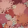 Tissu japonais coton dobby bordeaux et rose chrysanthèmes – tissu couture japonais